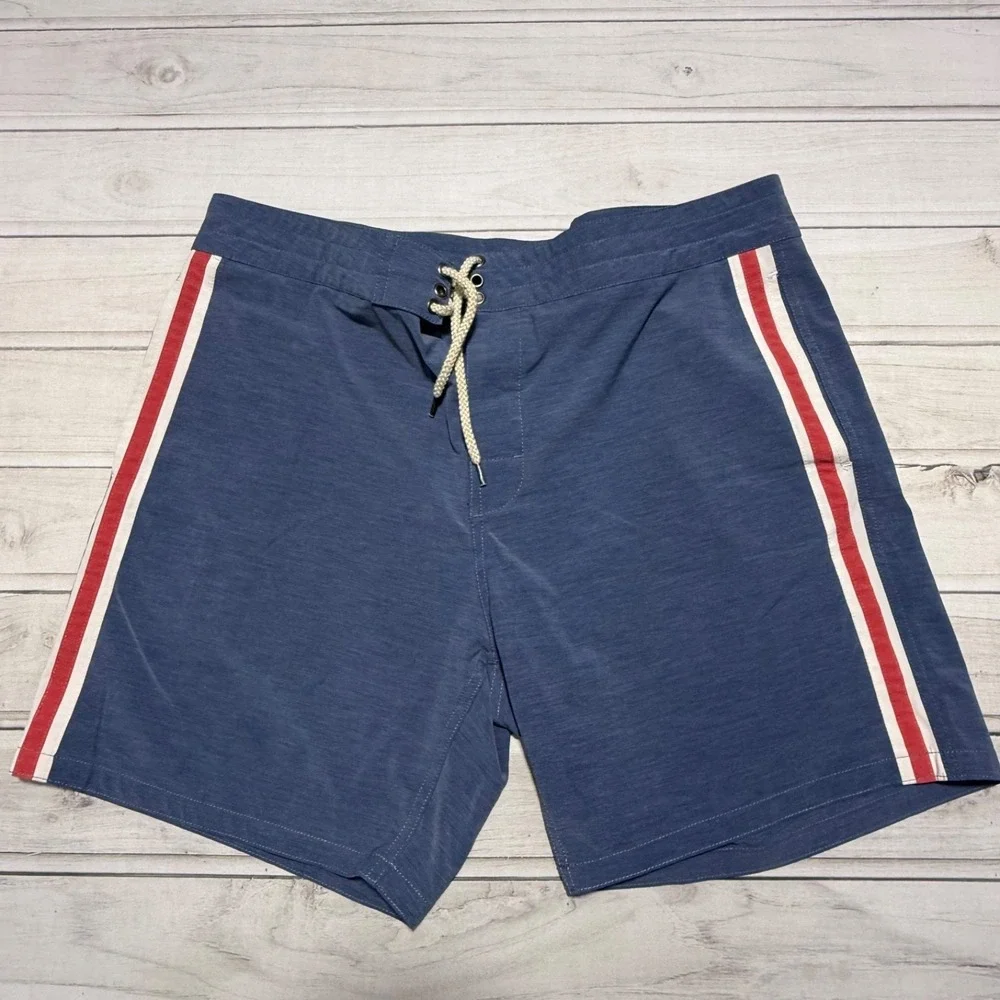 Faherty Board Shorts Mens 38 Blue Red White Striped 7